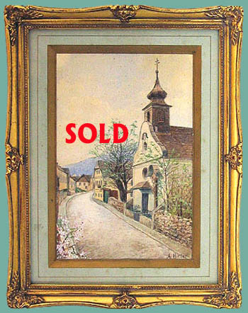 ,,Dorfstrasse mit Kirche, Nieder Österreich’’ by Adolf Hitler