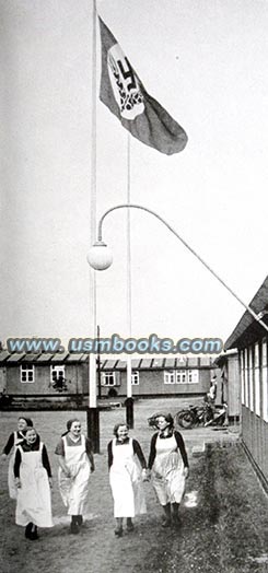 RAD girls barracks with Nazi flag