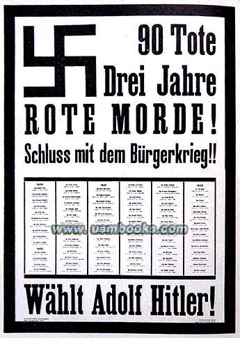 1932 Nazi Hitler election poster