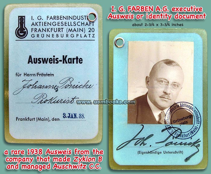 I.G. Farbenindustrie Ausweis-Karte 1938