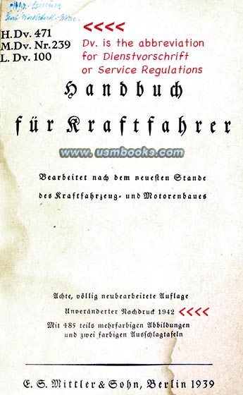 Heeresdienstvorschrift 471, Marinedienstvorschrift 239, Luftwaffe Dienstvorschrift 100