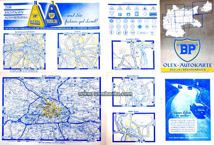 1938-39 BP map Berlin, BP-Olex Autokarte Berlin-Brandenburg