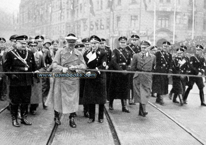 Hitler with many high-ranking Nazi Leaders, SS visor caps