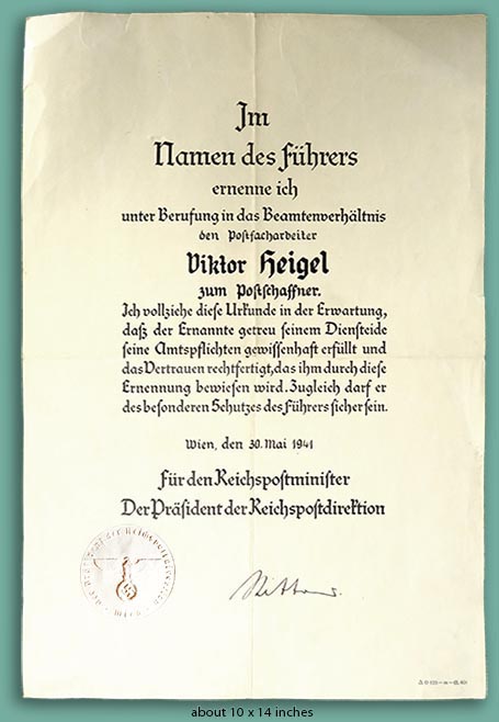 1941 Nazi promotion document Deutsche Reichspost