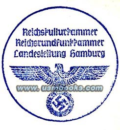 Rkk Reichsrundfunkkammer Hamburg Nazi egle and swastika stamp