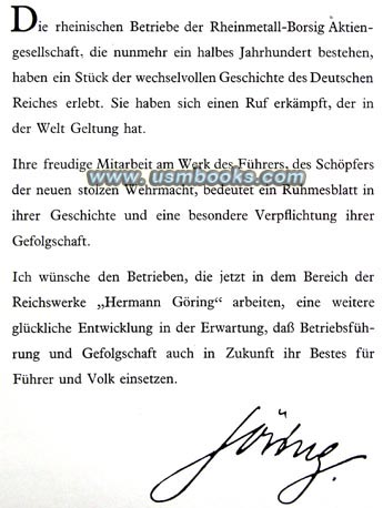 introduction by head of the Four Year Plan, Reichsmarschall Hermann Göring