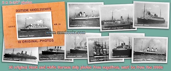 NDL Europa, Schnelldampfer Cap Arcona, Schnelldampfer Bremen, Schnelldampfer Cap Polonio, Hapagdampfer Reliance, Hapagdampfer Albert Ballin, Afrikadampfer Adolf Woermann, Afrikadampfer Watussi, Motorschiff Monte Olivia, Viermastbark Passat