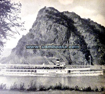 Loreley Rock, cruise ship with swastika flag