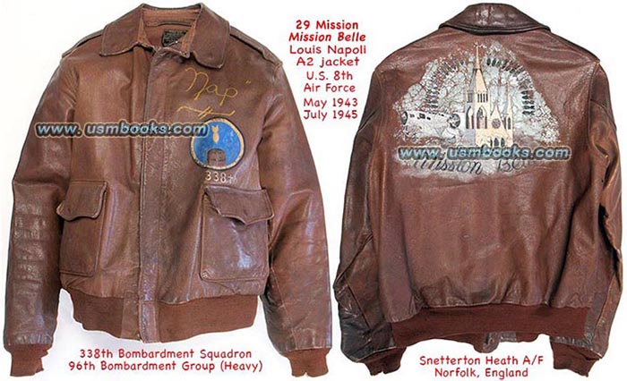 American USAAF A2 leather flight jacket MISSION BELLE